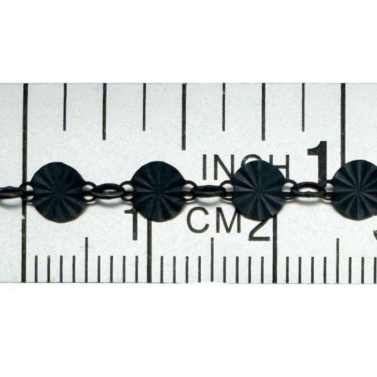 Wholesale Oxidized 925 Sterling Silver Bulk Chain - 4.5mm Sunburst Round Disc Chain (Sold per Foot) 