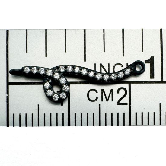 Wholesale Oxidized 925 Sterling Silver Snake with CZ Stone Charm Connector - 22mm (sold per piece)