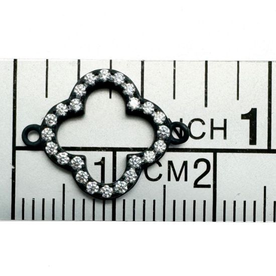 Wholesale Oxidized 925 Sterling Silver Clover Connector with CZ Stones - 13mm (sold per piece)