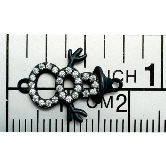 Wholesale Oxidized 925 Sterling Silver Snowman Connector with CZ Stones - 13.5mm (sold per piece)