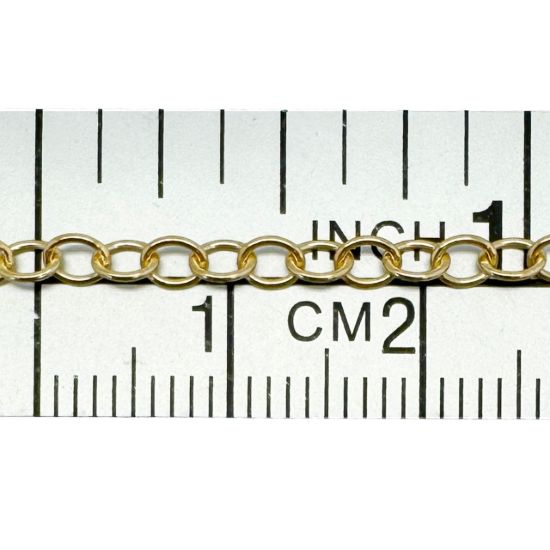 Wholesale Gold Over Sterling Silver Chain - Oval Round Cable Bulk Chain 2.5x3.5mm (sold per foot)