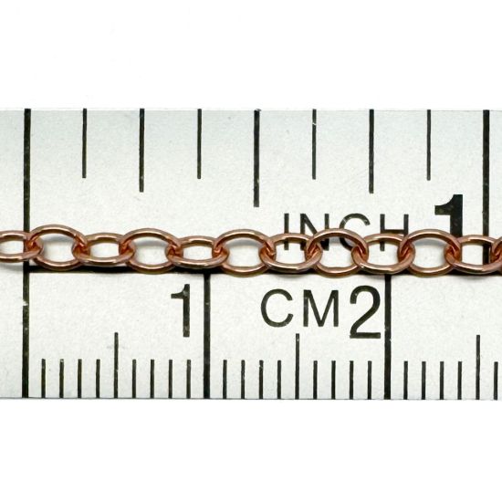 Wholesale Rose Gold Plated Sterling Silver Bulk Chain - 2.5x3.5mm Oval Cable Chain (sold per foot)