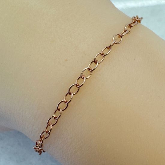 Wholesale Rose Gold Plated Sterling Silver Bulk Chain - 2.5x3.5mm Oval Cable Chain (sold per foot)