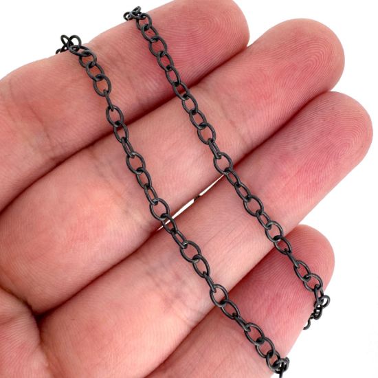 Wholesale Oxidized Sterling Silver Bulk Chain - 2.5x3.5mm Oval Round Cable Chain (sold per foot)