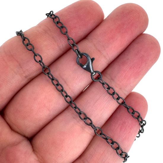 Wholesale Oxidized 925 Sterling Silver Finished Strong Cable Chain - 4x3mm Cable Chain