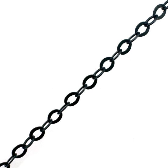 Wholesale Chain, Oxidized Sterling Silver Flat Cable Oval Chain 2 by 1.5mm Bulk Chain by the foot