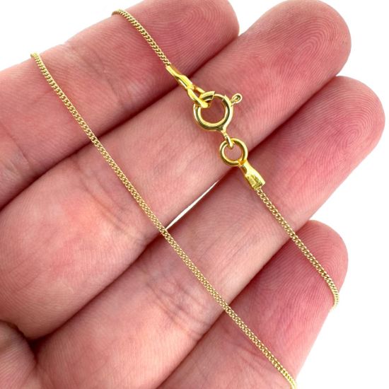 Wholesale Gold over Sterling Silver Finished Chain - Tiny Curb Chain - Handmade with Tube Ends