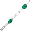 Wholesale 925 Sterling Silver Long Box -1+3 PaperClip Enamel Chain (Emerald Color)-4mm by 1.6mm (Sold per foot)