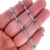 Wholesale 925 Sterling Silver Long Box -1+3 PaperClip Enamel Chain (Emerald Color)-4mm by 1.6mm (Sold per foot)