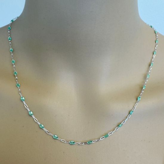 Wholesale 925 Sterling Silver Long Box -1+3 PaperClip Enamel Chain (Pearl White Color)-4mm by 1.6mm (Sold per foot)