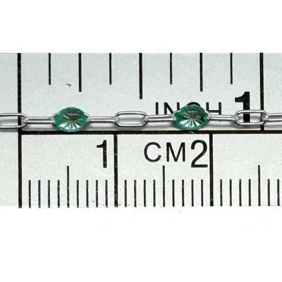 Wholesale 925 Sterling Silver Long Box -1+3 PaperClip Enamel Chain (Peridot Color)-4mm by 1.6mm (Sold per foot)