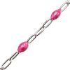 Wholesale 925 Sterling Silver Long Box -1+3 PaperClip Enamel Chain (Pink Color)-4mm by 1.6mm (Sold per foot)