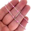 Wholesale 925 Sterling Silver Long Box -1+3 PaperClip Enamel Chain (Pink Color)-4mm by 1.6mm (Sold per foot)