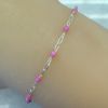 Wholesale 925 Sterling Silver Long Box -1+3 PaperClip Enamel Chain (Pink Color)-4mm by 1.6mm (Sold per foot)