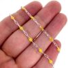 Wholesale 925 Sterling Silver Long Box -1+3 PaperClip Enamel Chain (Citrine Color)-4mm by 1.6mm (Sold per foot)