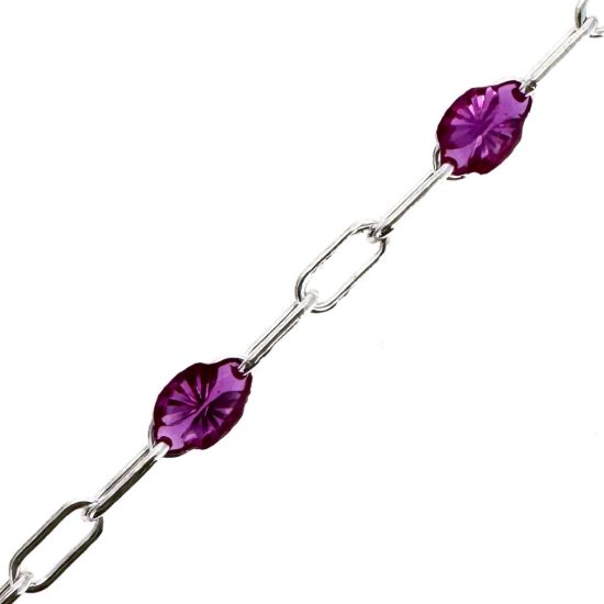 Wholesale 925 Sterling Silver Long Box -1+3 PaperClip Birthstone Enamel Chain Kits -  Set of 12 Months / Colors