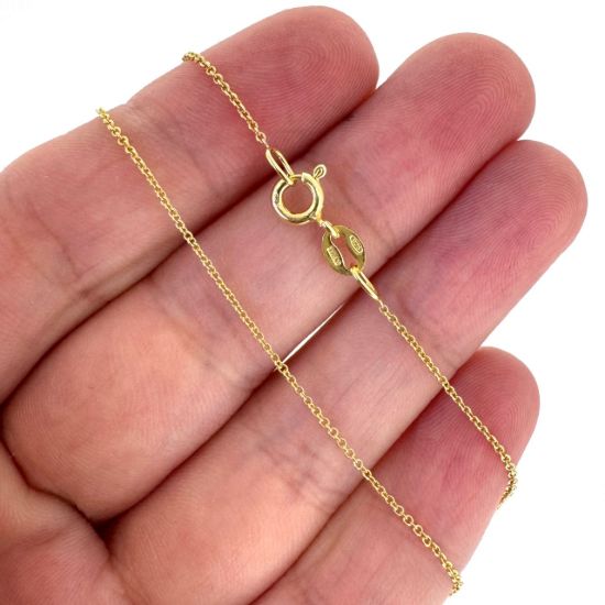Wholesale Gold over Sterling Silver Finished Chain - Tiny Plain Oval Cable Chain  16" -36"