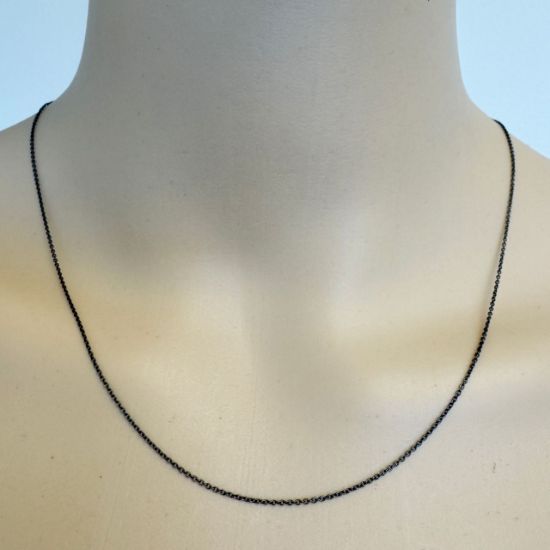 Wholesale Oxidized Sterling Silver Finished Chain - Tiny Plain Cable Oval Chain