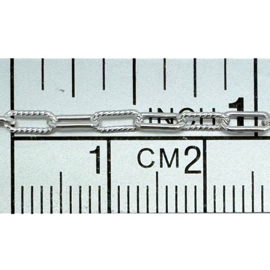 Wholesale 925 Sterling Silver Bulk Chain - 5.5x2.5mm 1+1 Textured Rectangle Box Paperclip Chain (sold per foot)