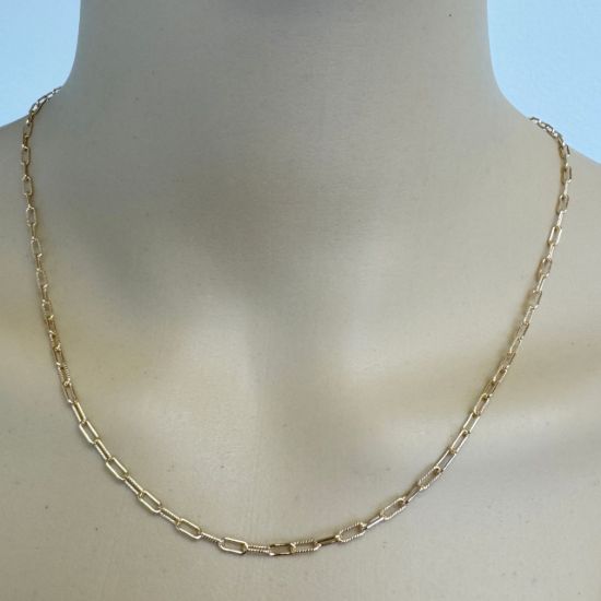 Wholesale 1/20 14K Gold Filled Bulk Chain - 5.5x2.5mm 1+1 Textured Rectangle Box Paperclip Chain (sold per foot) 
