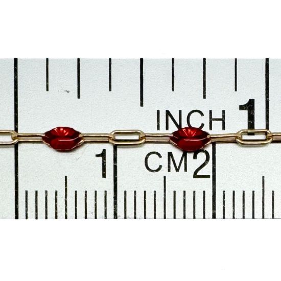 Wholesale 1/20 14K Gold Filled Long Box - 1+3 PaperClip Enamel Chain (Garnet Color) - 3.6mm by 1.6mm (Sold per foot)