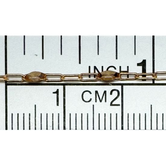 Wholesale 1/20 14K Gold Filled Long Box - 1+3 PaperClip Enamel Chain (Crystal Clear Color) - 3.6mm by 1.6mm (Sold per foot)