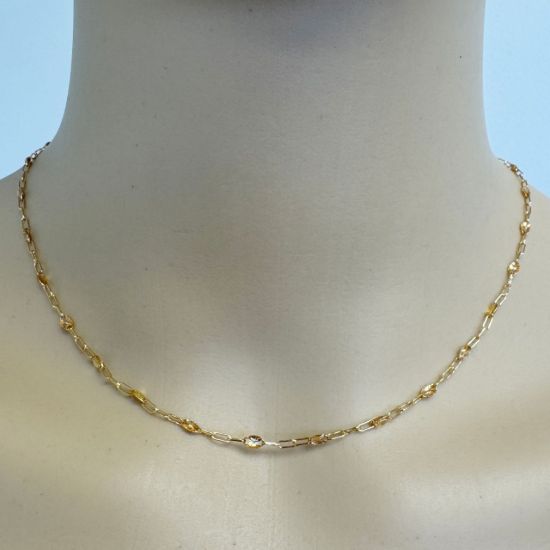 Wholesale 1/20 14K Gold Filled Long Box - 1+3 PaperClip Enamel Chain (Crystal Clear Color) - 3.6mm by 1.6mm (Sold per foot)