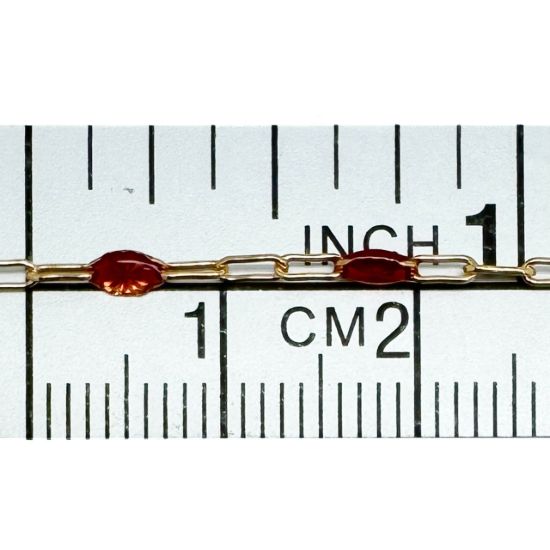 Wholesale 1/20 14K Gold Filled Long Box - 1+3 PaperClip Enamel Chain (Ruby Color) - 3.6mm by 1.6mm (Sold per foot)