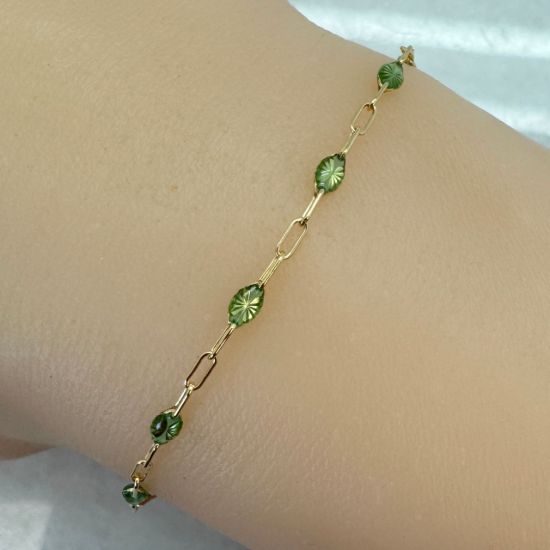 Wholesale 1/20 14K Gold Filled Long Box - 1+3 PaperClip Enamel Chain (Peridot Color) - 3.6mm by 1.6mm (Sold per foot)