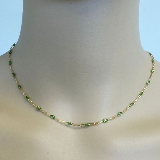 Wholesale 1/20 14K Gold Filled Long Box - 1+3 PaperClip Enamel Chain (Peridot Color) - 3.6mm by 1.6mm (Sold per foot)