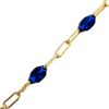 Wholesale 1/20 14K Gold Filled Long Box - 1+3 PaperClip Enamel Chain (Blue Sapphire Color) - 3.6mm by 1.6mm (Sold per foot)