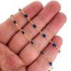 Wholesale 1/20 14K Gold Filled Long Box - 1+3 PaperClip Enamel Chain (Blue Sapphire Color) - 3.6mm by 1.6mm (Sold per foot)