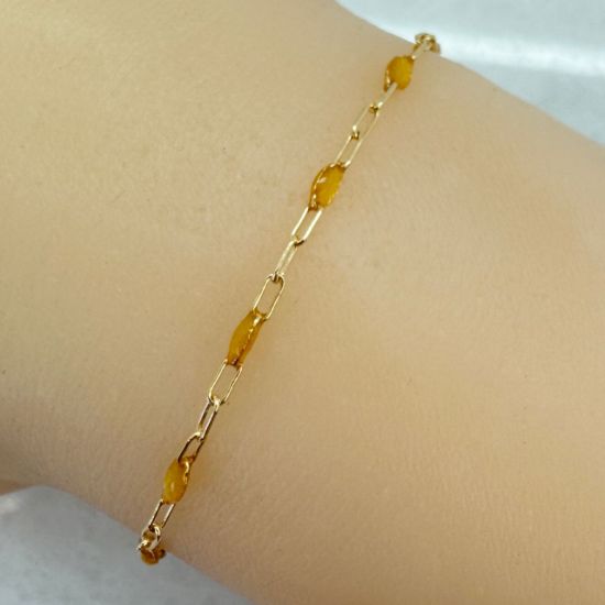 Wholesale 1/20 14K Gold Filled Long Box - 1+3 PaperClip Enamel Chain (Citrine Color) - 3.6mm by 1.6mm (Sold per foot)