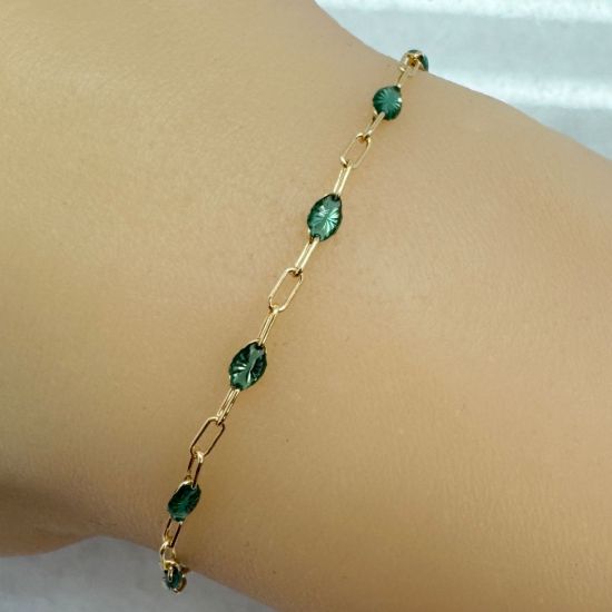 Wholesale 1/20 14K Gold Filled Long Box - 1+3 PaperClip Enamel Chain (Turquoise color) -3.6mm by 1.6mm (Sold per foot)