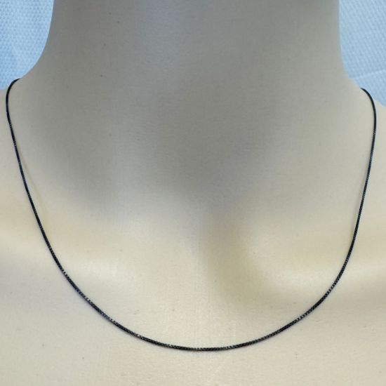 Wholesale Oxidized 925 Sterling Silver Finished Chain - 0.8mm Tiny Box Chain 