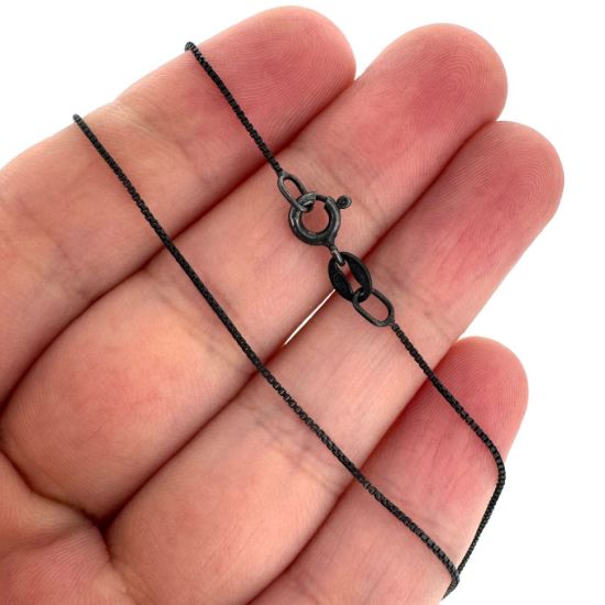 Wholesale Oxidized 925 Sterling Silver Finished Chain - 0.8mm Tiny Box Chain 