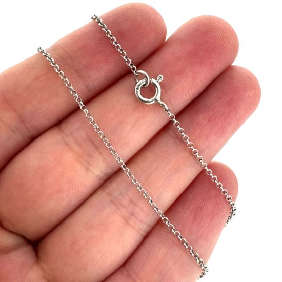 Wholesale Rhodium Plated 925 Sterling Silver Finished Chain - 1mm Rolo Chain