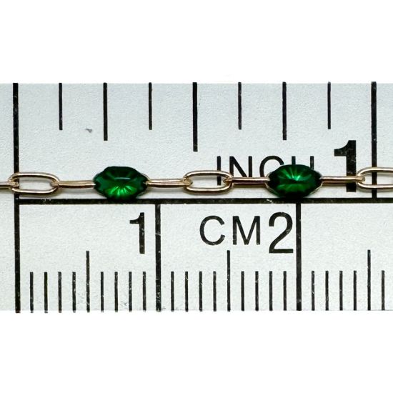 Wholesale 1/20 14K Gold Filled Long Box - 1+3 PaperClip Enamel Chain (Emerald Color) - 3.6mm by 1.6mm (Sold per foot)  