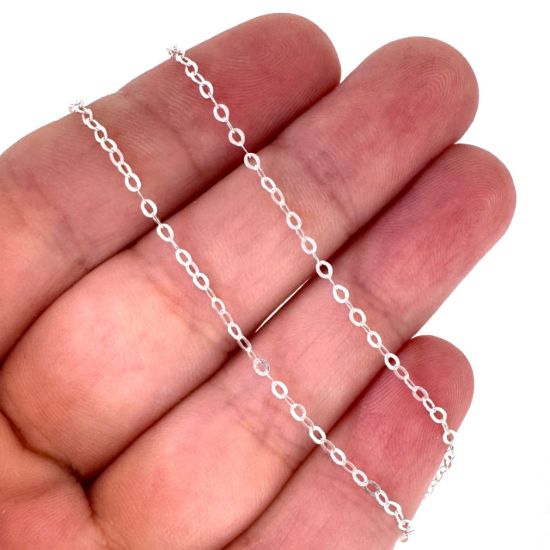 Wholesale Chain, 925 Sterling Silver Flat Cable Oval Chain 2 by 1.5mm Bulk Chain by the foot