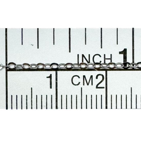 Wholesale Rhodium Plated Sterling Silver Bulk Chain - 1.5x2mm Small Flat Cable Chain (sold per foot)