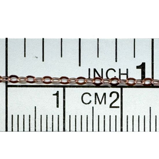 Wholesale Rose Gold Plated 925 Sterling Silver Bulk Chain - 1.5x2mm Small Flat Oval Cable Chain (sold per foot)