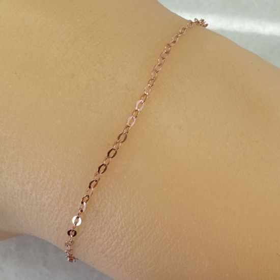 Wholesale Rose Gold Plated 925 Sterling Silver Bulk Chain - 1.5x2mm Small Flat Oval Cable Chain (sold per foot)