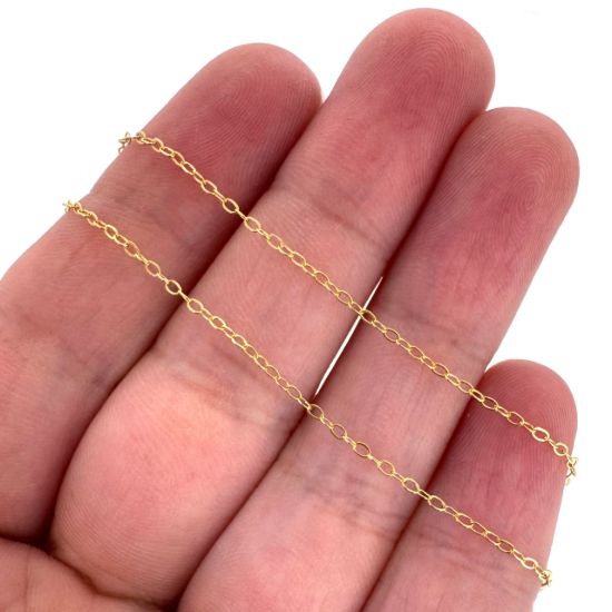 Wholesale 1/20 14K Gold Filled Bulk Chain - 1.5x 2mm Small Flat Cable Chain (sold per foot)