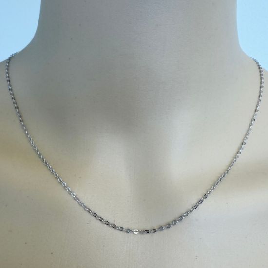 Wholesale Rhodium Over 925 Italian Sterling Silver Finished Flat Oval Cable Chain - Sold Per Piece