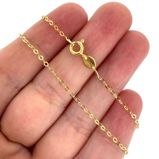 Wholesale Gold Over 925 Italian Sterling Silver Finished Chain - Light Flat Cable - 16"- 36"