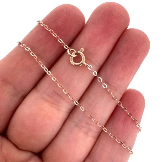 Wholesale Rose Gold Over 925 Sterling Silver Finished Light Flat Cable Chain - Sold Per Piece
