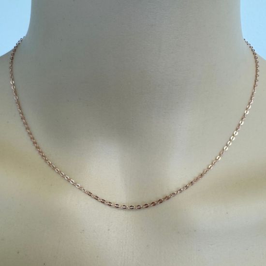 Wholesale Rose Gold Over 925 Sterling Silver Finished Light Flat Cable Chain - Sold Per Piece