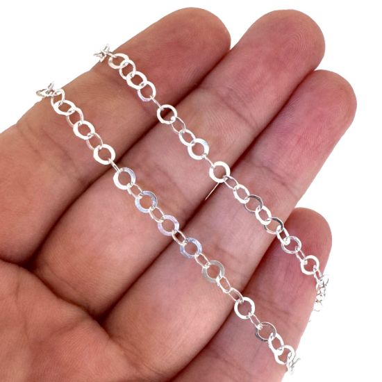 Wholesale 925 Sterling Silver Flat Circle Cable Chain; Wholesale Unfinished Chain By The Foot