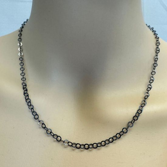 Wholesale Oxidized 925 Sterling Silver Bulk Chain - 3.5mm Round Flat Cable Chain (sold per foot)