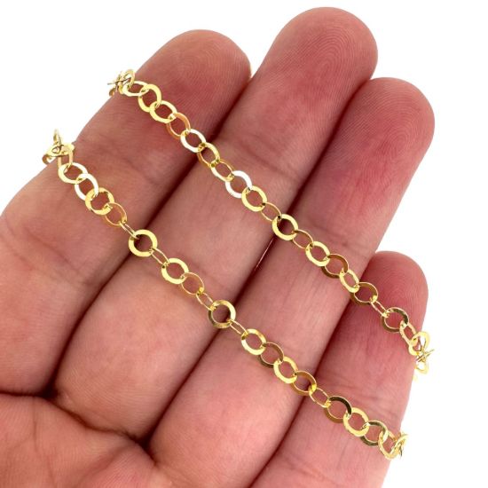 Wholesale Gold over Sterling Silver Bulk Chain - 3.5mm Round Flat Cable Chain  (sold per foot) 